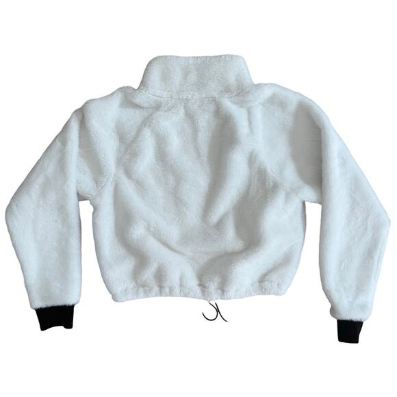 $70 Calvin Klein Performance White Quarter-Zip Fleece Crop Sweatshirt - S/P - Picture 3 of 5